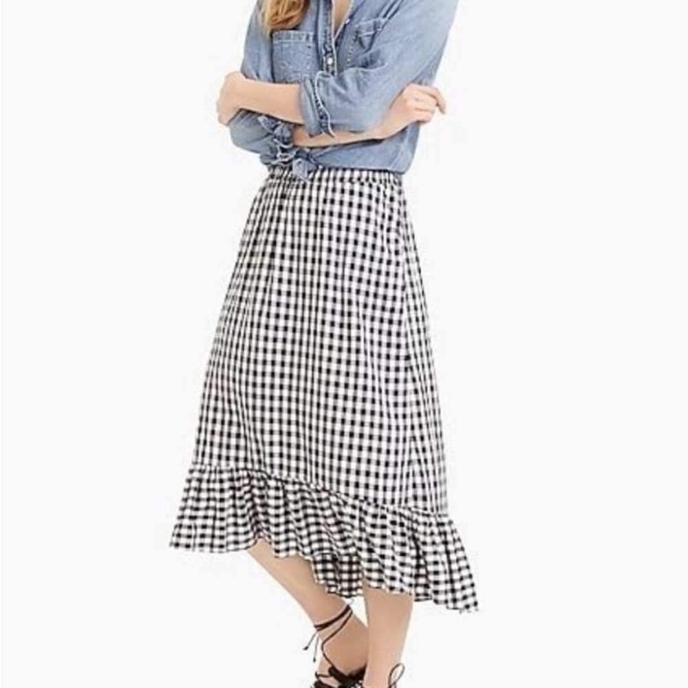 J. Crew Black and White Checkered high-low Skirt